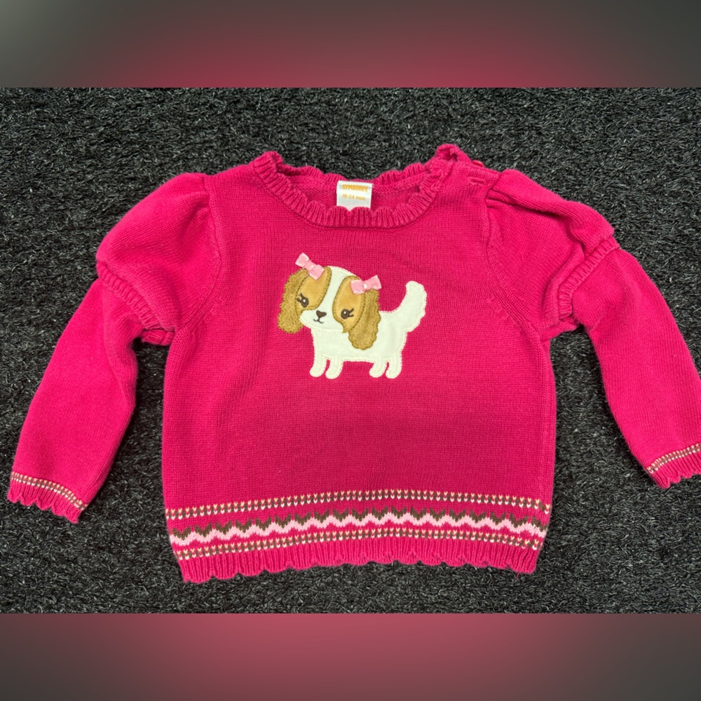 Gymboree Fuchsia Sweater with Puppy Design